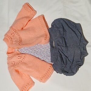 Denim, Knit Cardigan, Floral Set